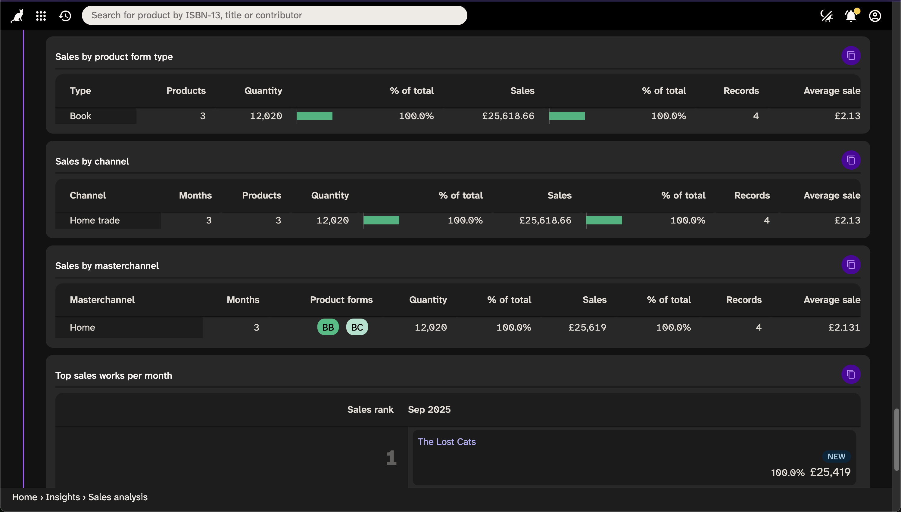 Screenshot of Consonance showing company-level analysis with comparison tables